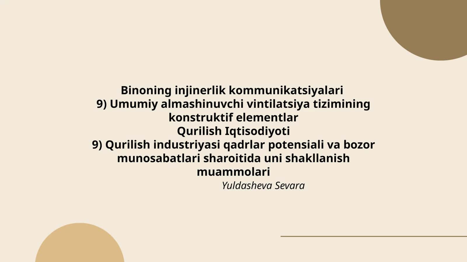 Umumiy almashinuvchi vintilatsiya tizimining konstruktif elementlar