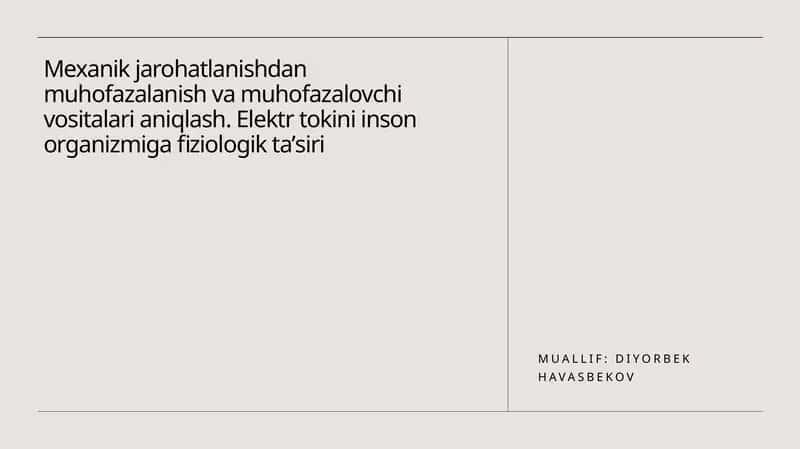 Mexanik zararlar va himoya qurilmalari identifikatsiyasi