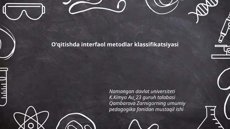 Oʻqitishda interfaol metodlar klassifikatsiyasi