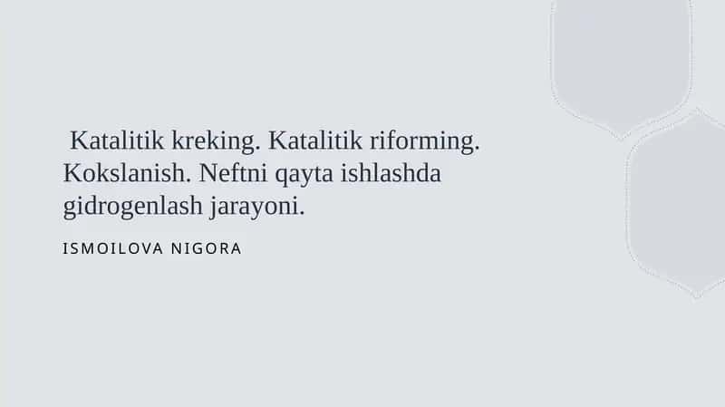 Katalitik kreking va neftni qayta ishlash