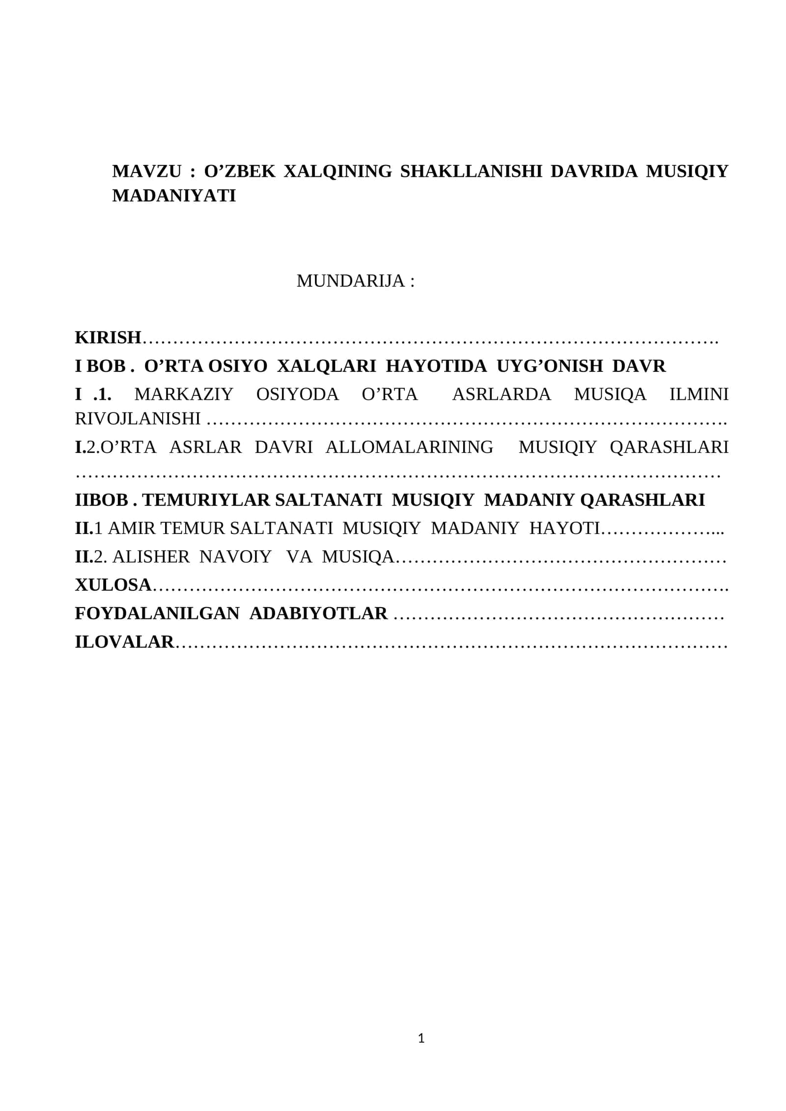 O’ZBEK XALQINING SHAKLLANISHI DAVRIDA MUSIQIY MADANIYATI
