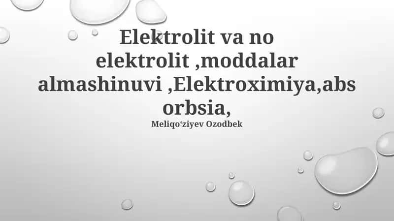 Elektrolitlar va Non-elektrolitlar