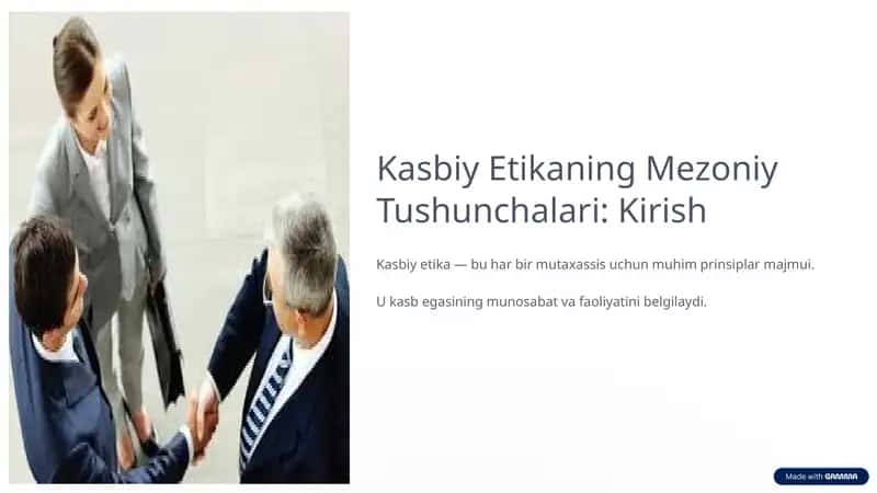 Kasbiy Etikaning Mezoniy Tushunchalari: Kirish