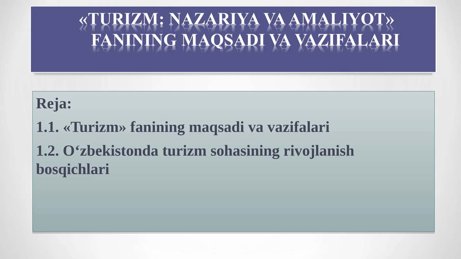 Turizm sohasi