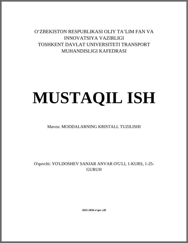 MODDALARNING KRISTALL TUZILISHI