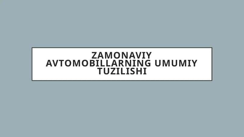 Zamonaviy avtomobillar