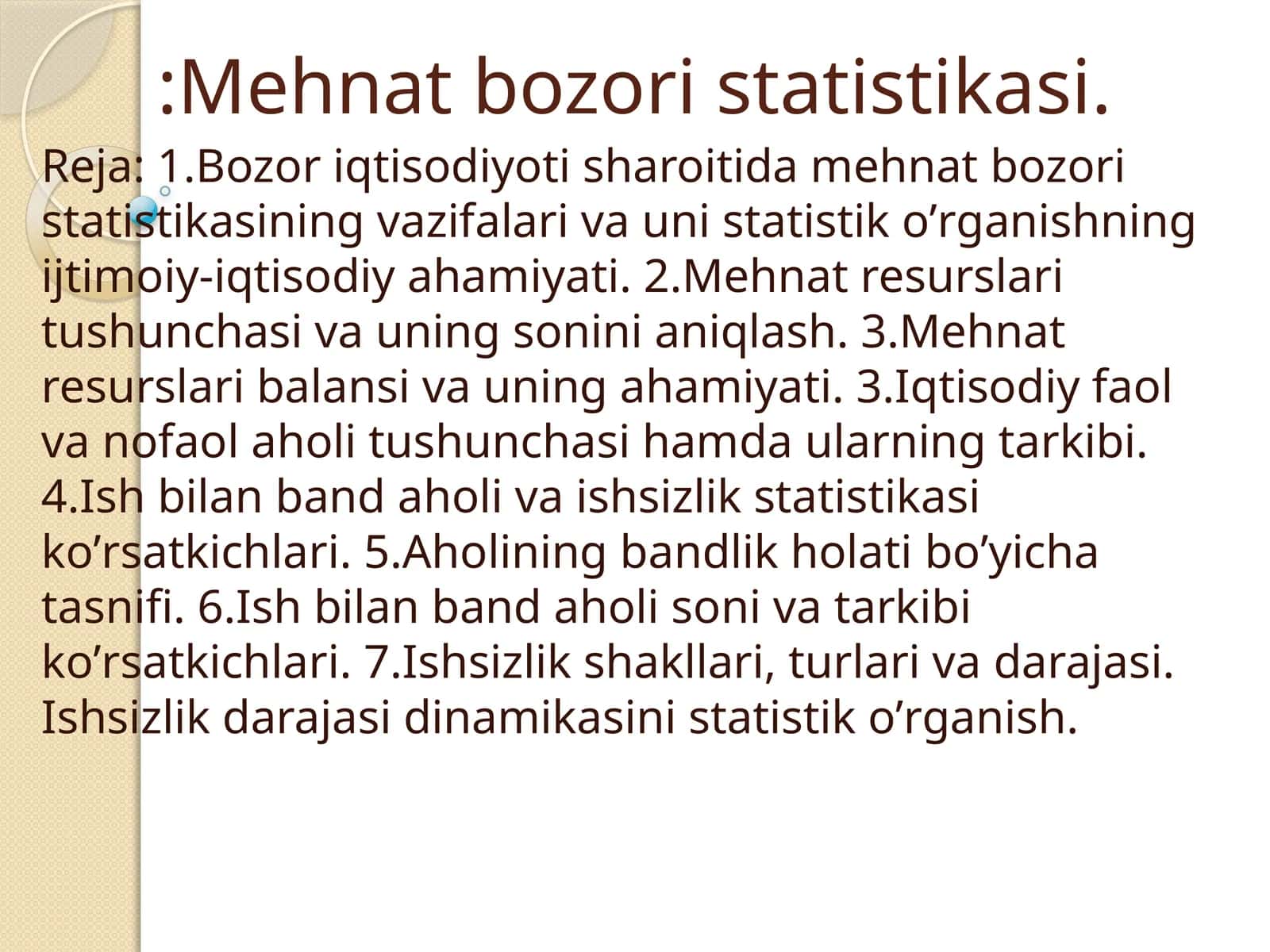 Mehnat bozori statistikasi