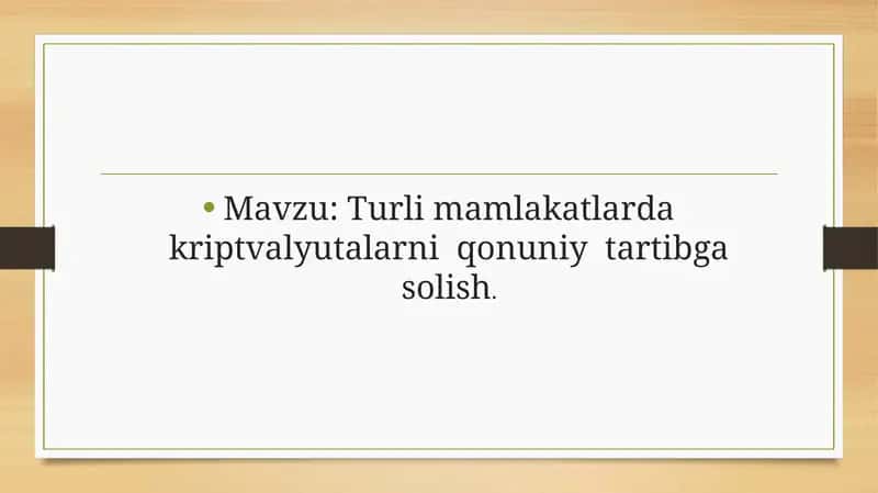 Turli mamlakatlarda kriptvalyutalarni qonuniy tartibga solish