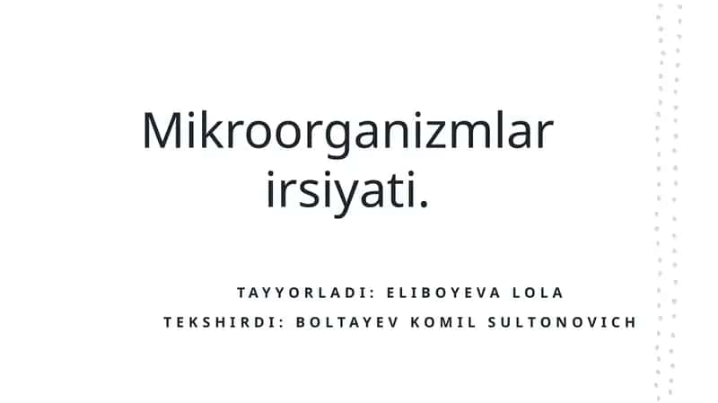Mikroorganizmlar irsiyati