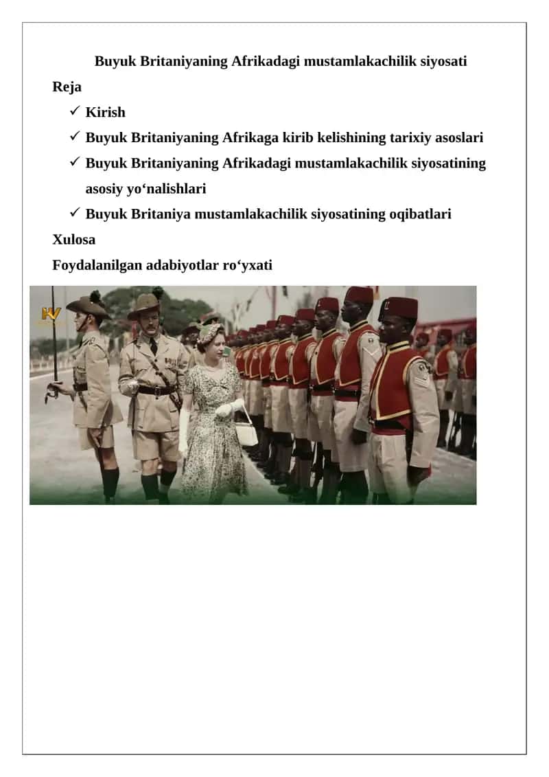 Buyuk Britaniyaning Afrikadagi mustamlakachilik siyosati