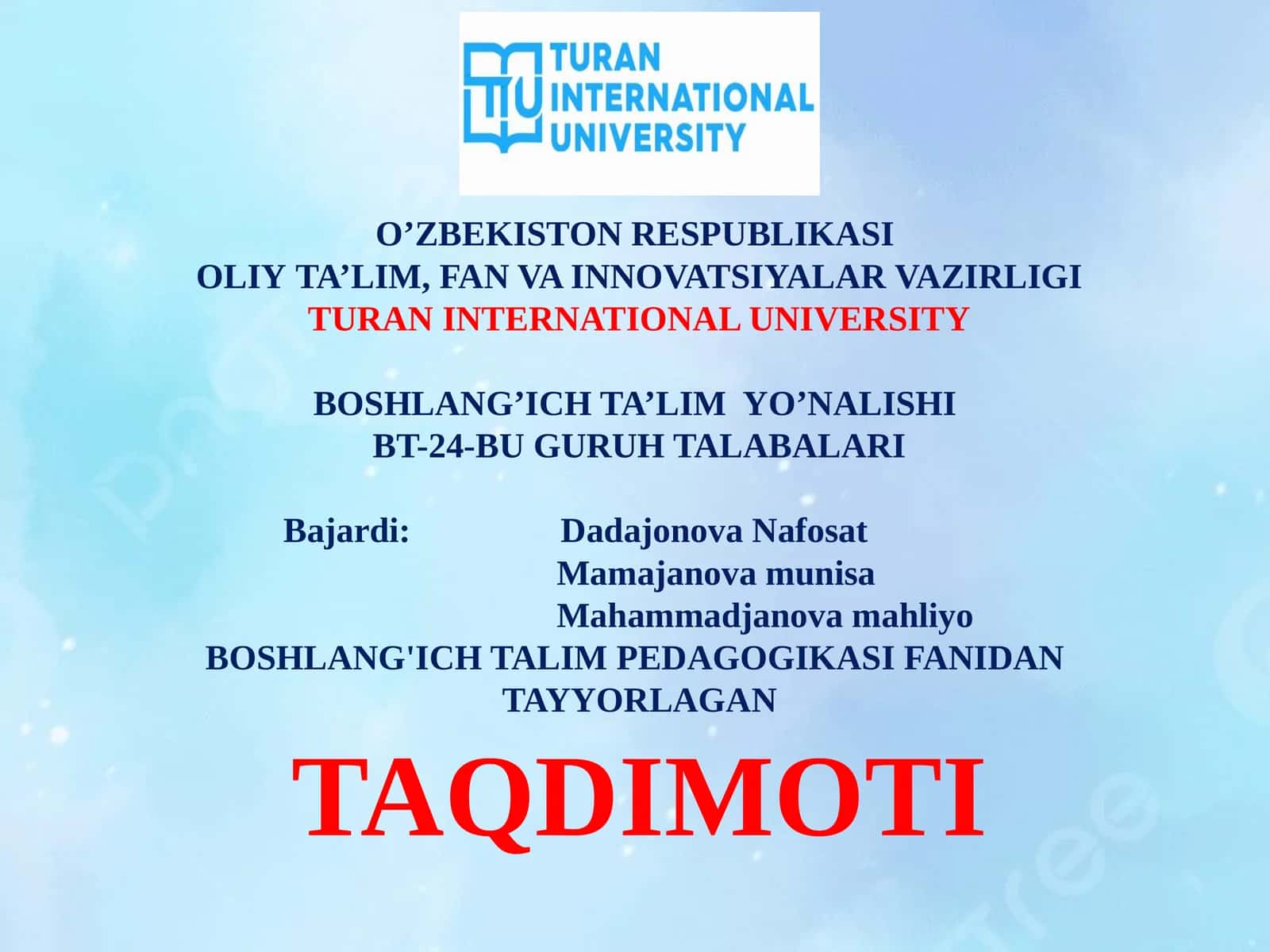 Milliy qadriyatlarning boshlang'ich taʼlimdagi o'rni