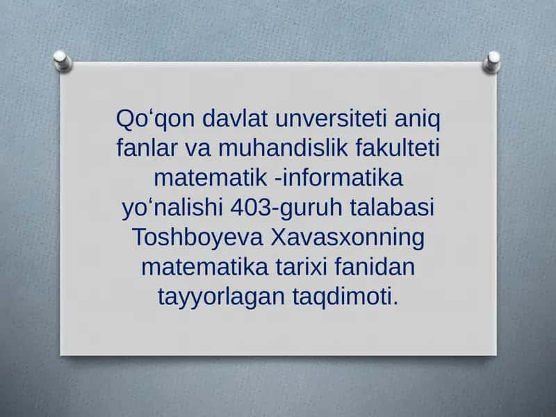 Eyler hayoti va ijodi. Funksiya tushunchasining rivojlanishi. Matematikaning yangi bilimlarining paydo bo‘lishi va rivojlanishi