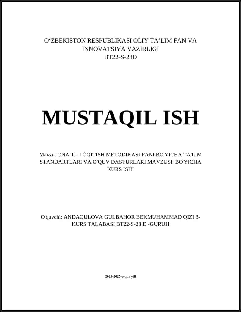 Ona tili o'qitish metodikasi