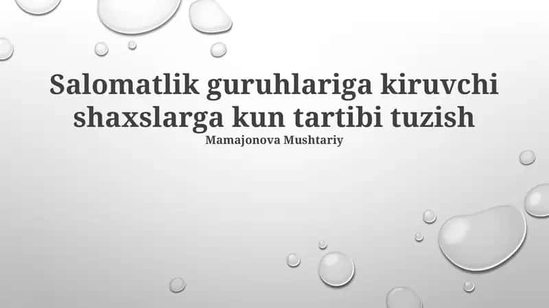 Sog'liq Guruhlari uchun Kundalik Tartib