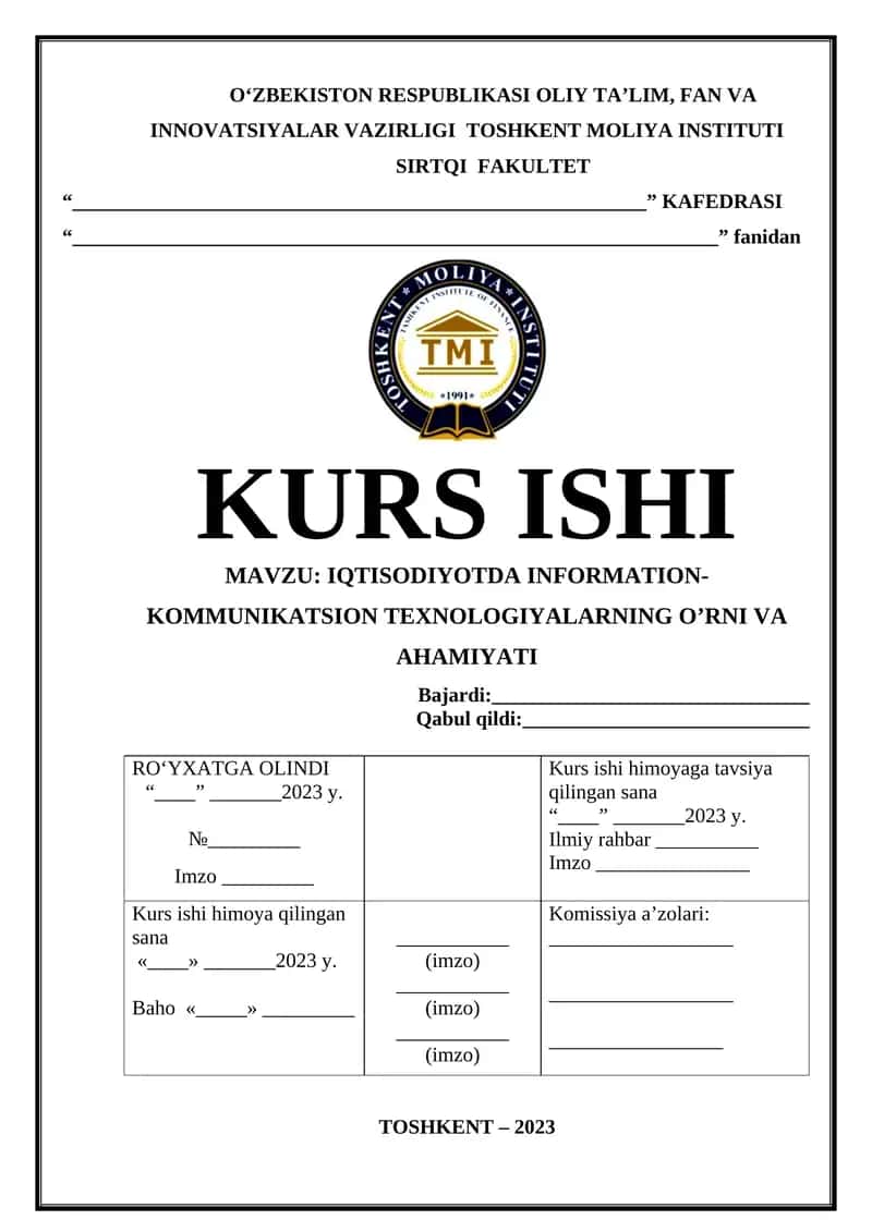 Iqtisodiyotda Information-Kommunikatsion Texnologiyalarning O'rni va Ahmiyati