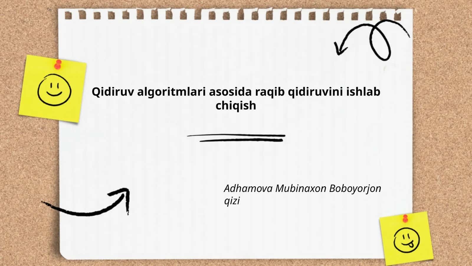 Qidiruv algoritmlari asosida raqib qidiruvini ishlab chiqish