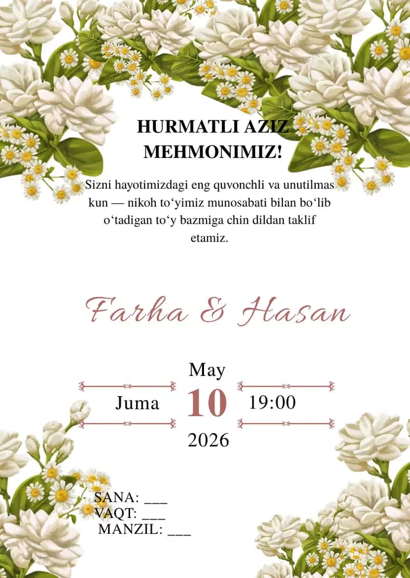 Taklifnoma shablon