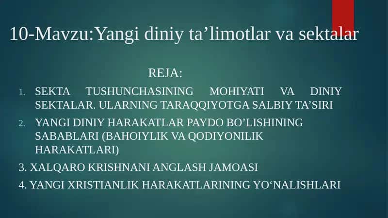 Yangidiniy ta’limotlar va sektalar