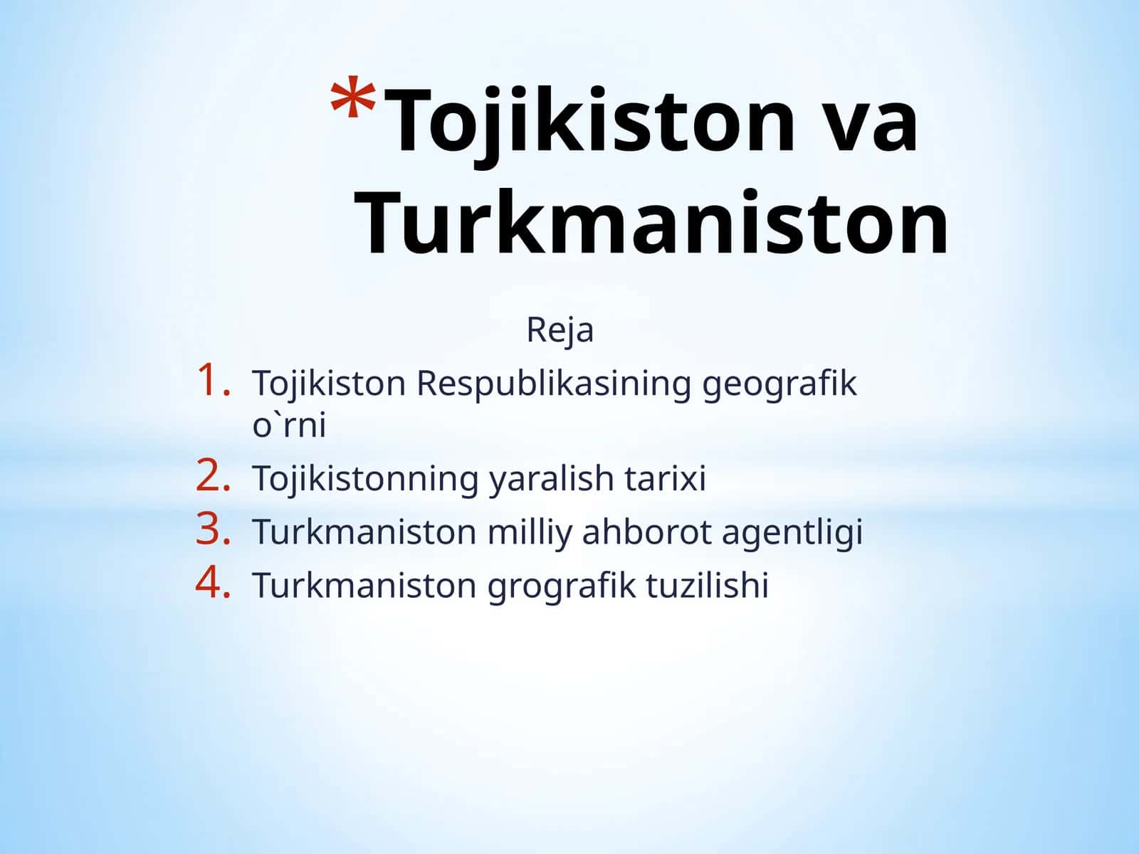 Tojikiston va Turkmaniston
