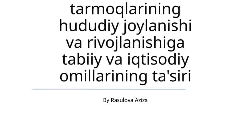 Mineral resurslarning mavjudligi tog'-kon sanoati va metallurgiya korxonalarining hududiy joylanishi va rivojlanishi