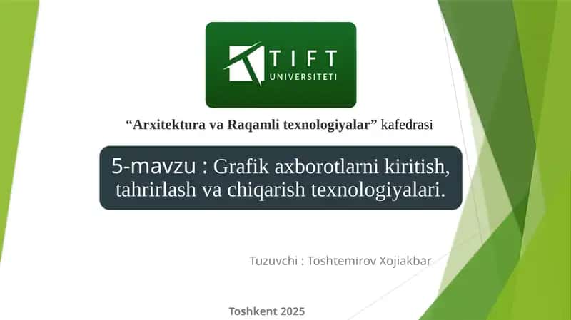 Tuzuvchi: Toshtemirov Xojiakbar