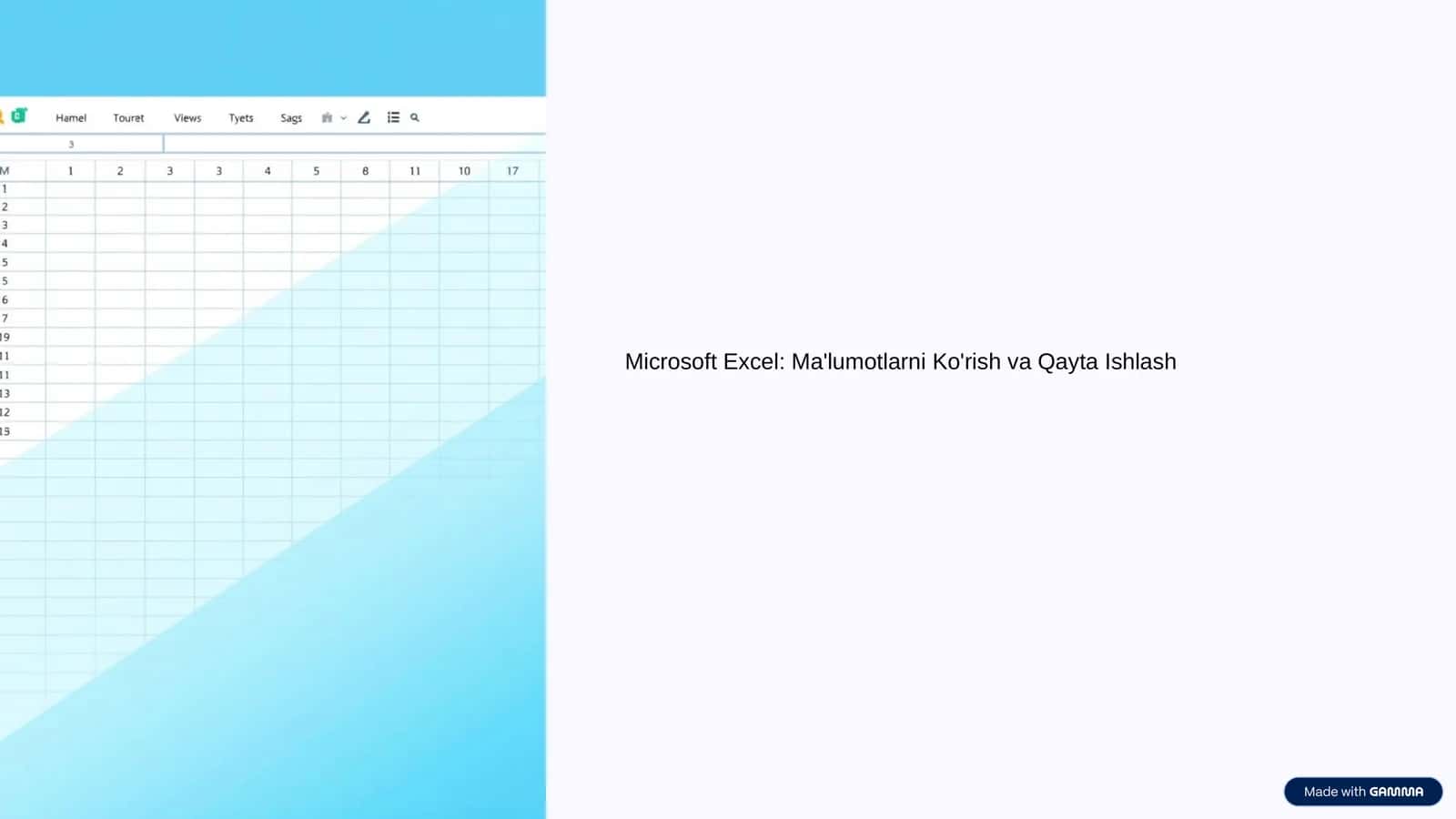 Microsoft Excel: Ma'lumotlarni Ko'rish va Qayta Ishlash