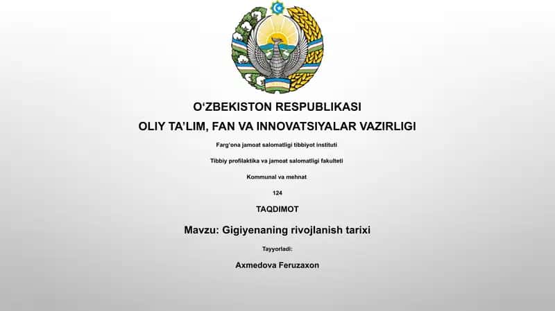Gigiyenaning rivojlanish tarixi