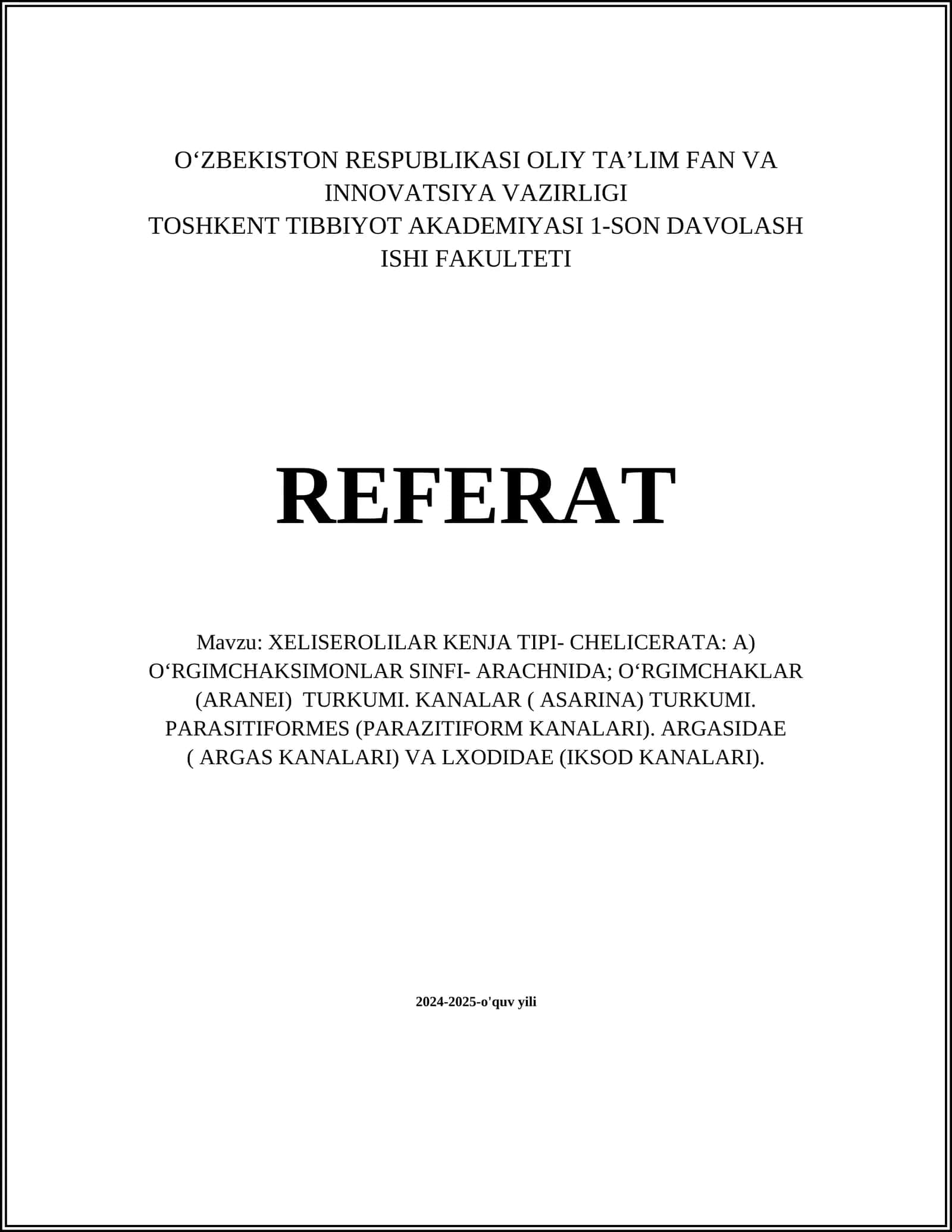 XELISEROLILAR KENJA TIPI- CHELICERATA
