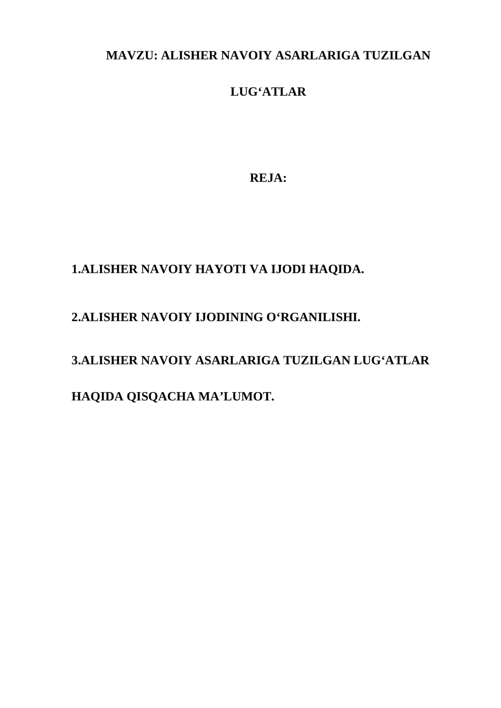 ALISHER NAVOIY ASARLARIGA TUZILGAN LUG‘ATLAR
