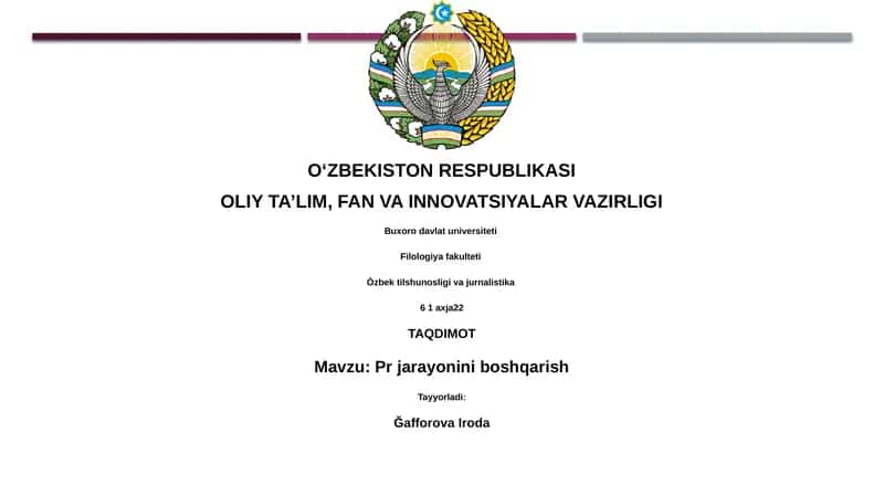 Pr jarayonini boshqarish