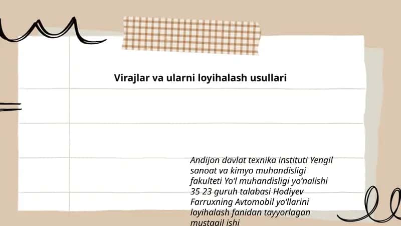 Virajlar va ularni loyihalash usullari