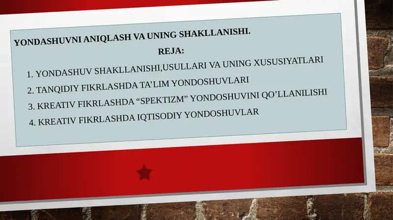 Yondashuvni aniqlash va uning shakllanishi
