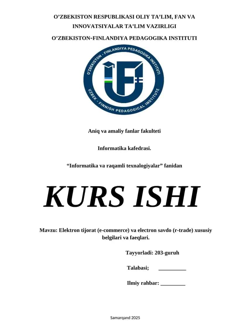 Elektron tijorat (e-commerce) va electron savdo (r-trade) xususiy belgilari va faeqlari.
