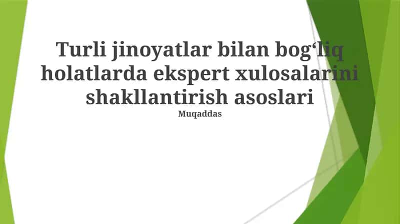 Ekspert xulosalari shakllantirish asoslari