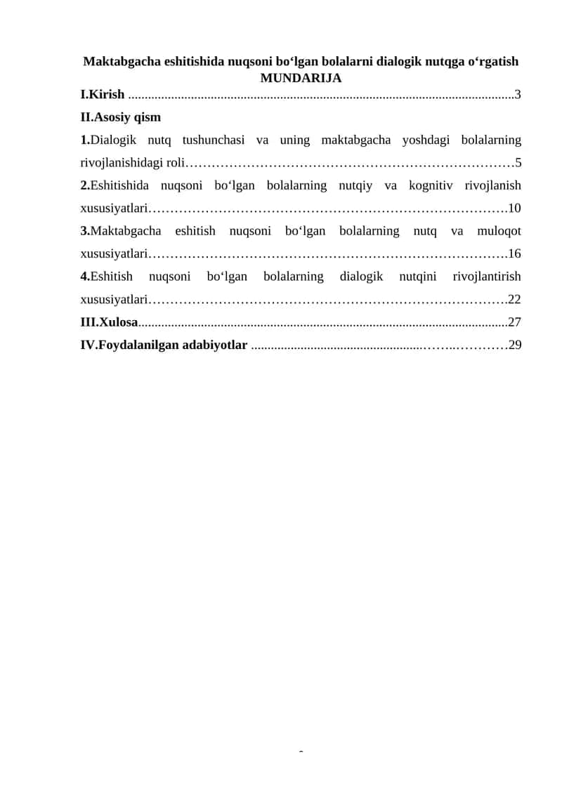 Maktabgacha eshitishida nuqsoni bo‘lgan bolalarni dialogik nutqga o‘rgatish
