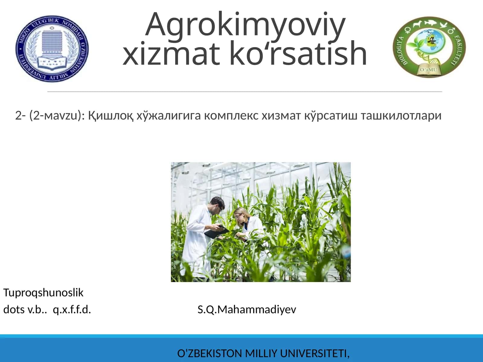 Agrokimyoviy xizmat ko‘rsatish