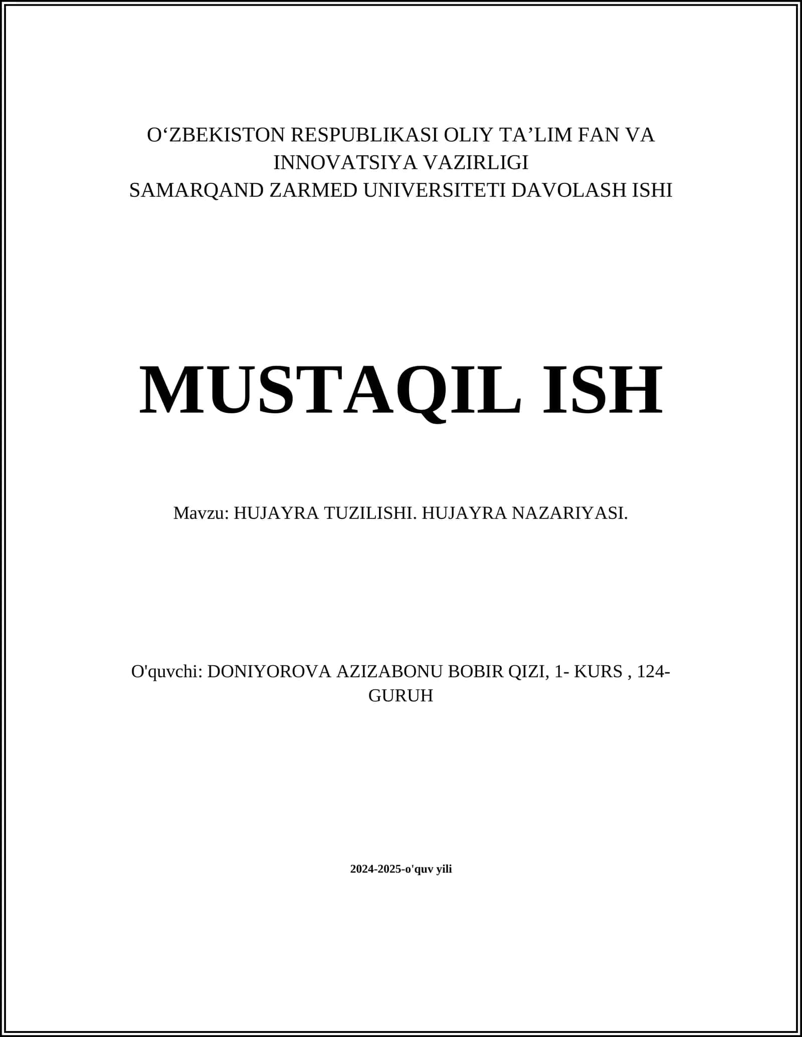 Hujayra Tuzilishi