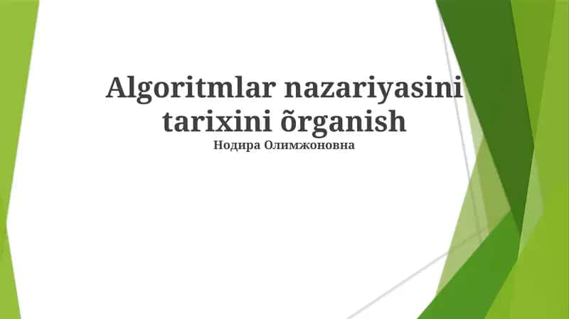 Algoritmlar nazariyasini tarixini õrganish