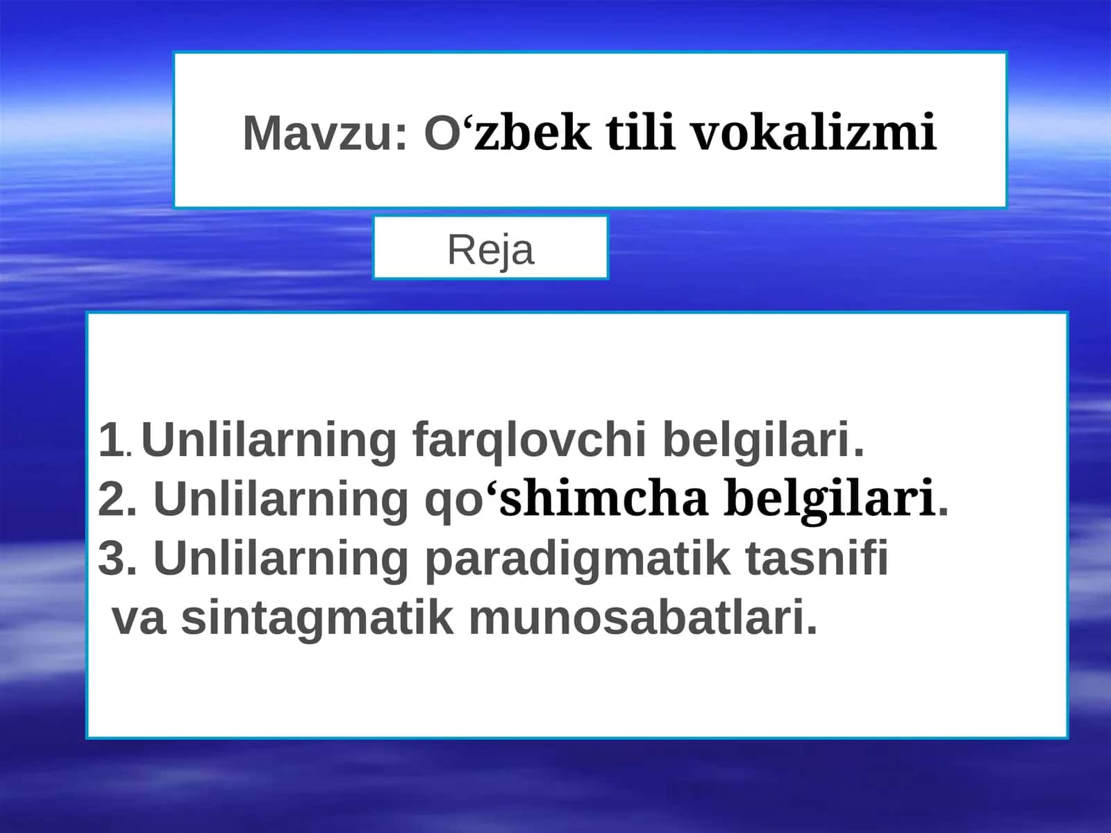 Oʻzbek tili vokalizmi