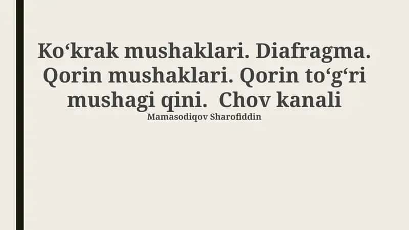 Ko'krak mushaklari, diafragma va qorin mushaklari: Anatomiyasi va fiziologiyasi