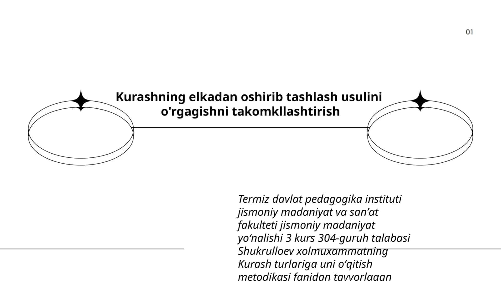 Kurashning elkadan oshirib tashlash usulini o'rgagishni takomkllashtirish