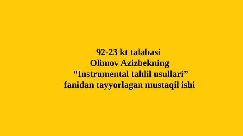 Fotometrik o'lchov usullari.