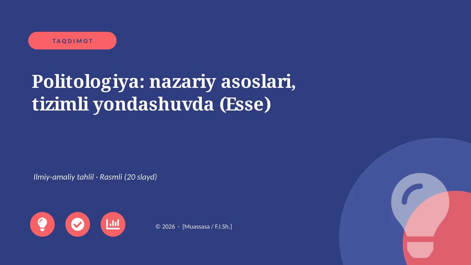 Politologiya: nazariy asoslari, tizimli yondashuvda (Esse)