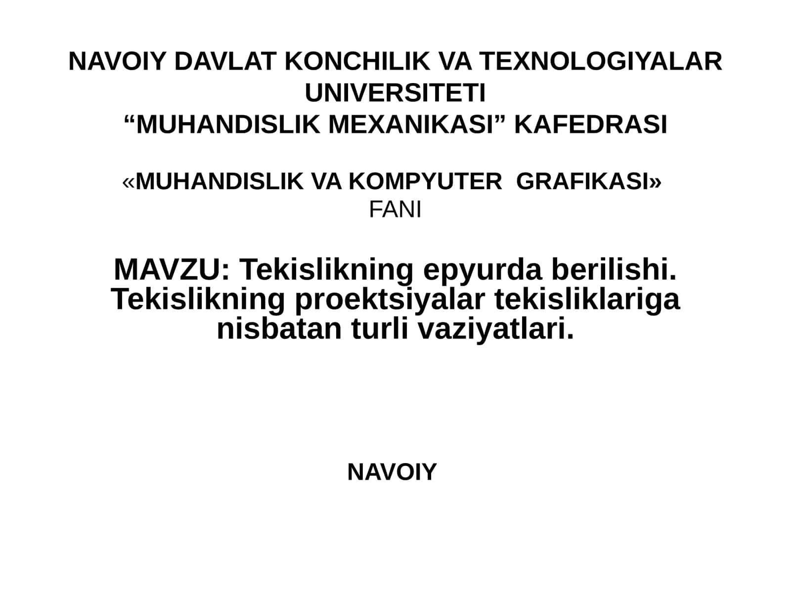 Tekislikning epyurda berilishi