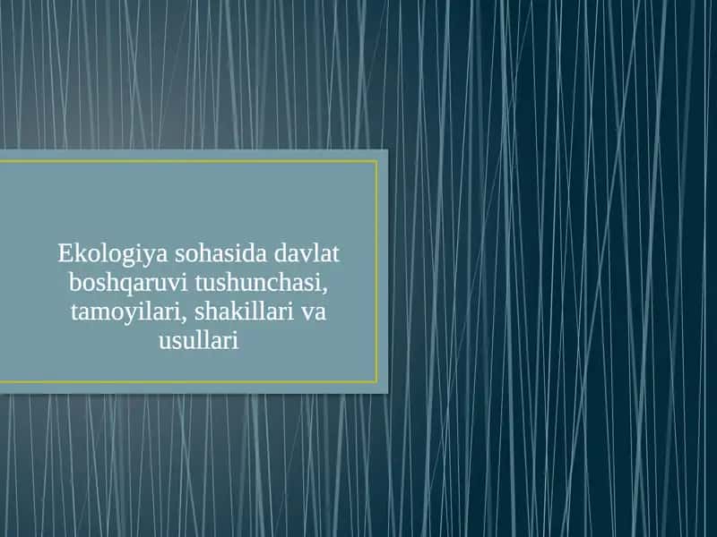 Ekologiyasohasida davlat boshqaruvitushunchasi