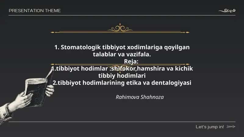 Stomatologik tibbiyot xodimlariga qoyilgan talablar va vazifalar