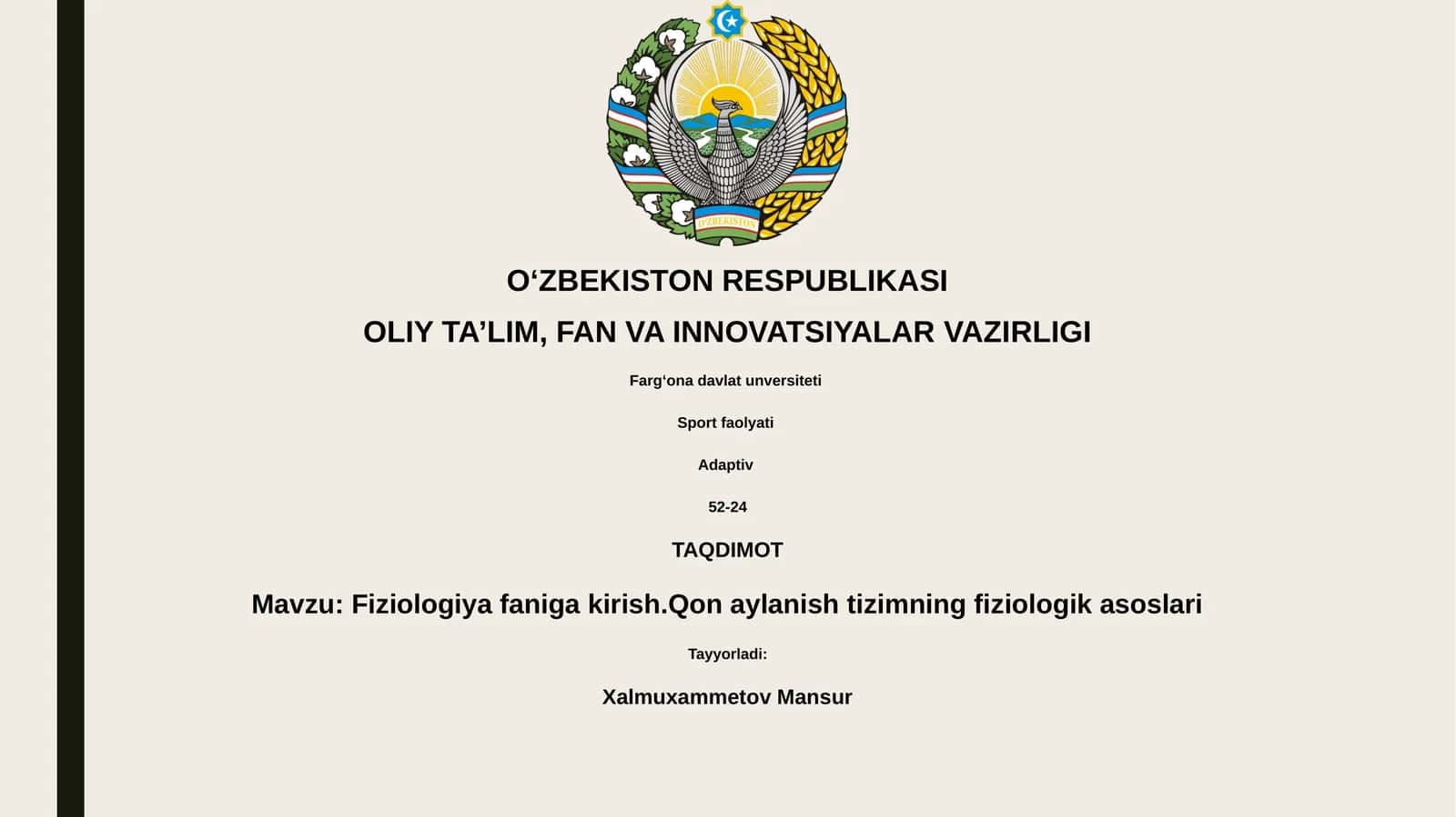 Fiziologiya faniga kirish