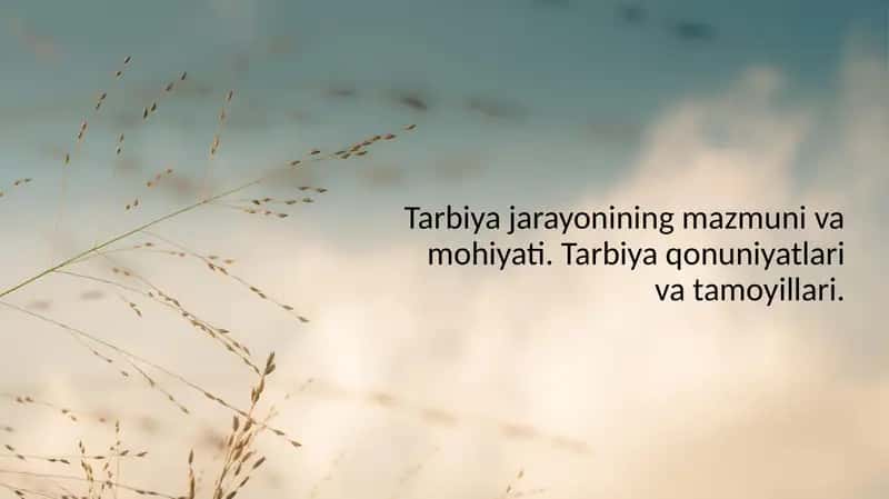Tarbiya jarayonining mazmuni va mohiyati. Tarbiya qonuniyatlari va tamoyillari