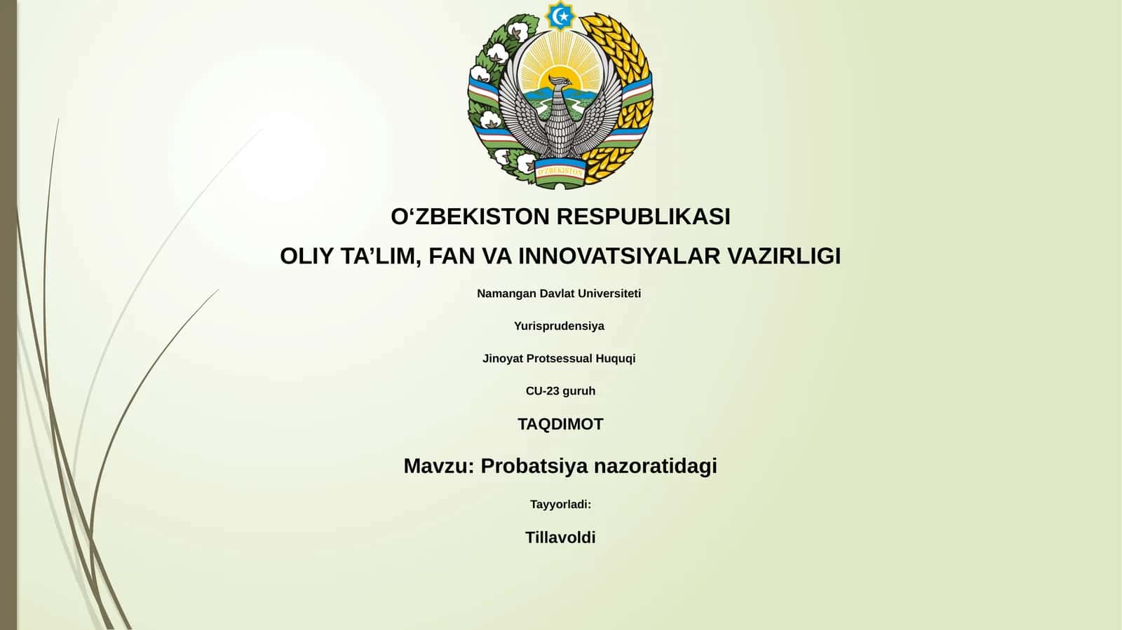Probatsiya nazoratidagi shaxslarning ijtimoiy-psixologik qiyofasi