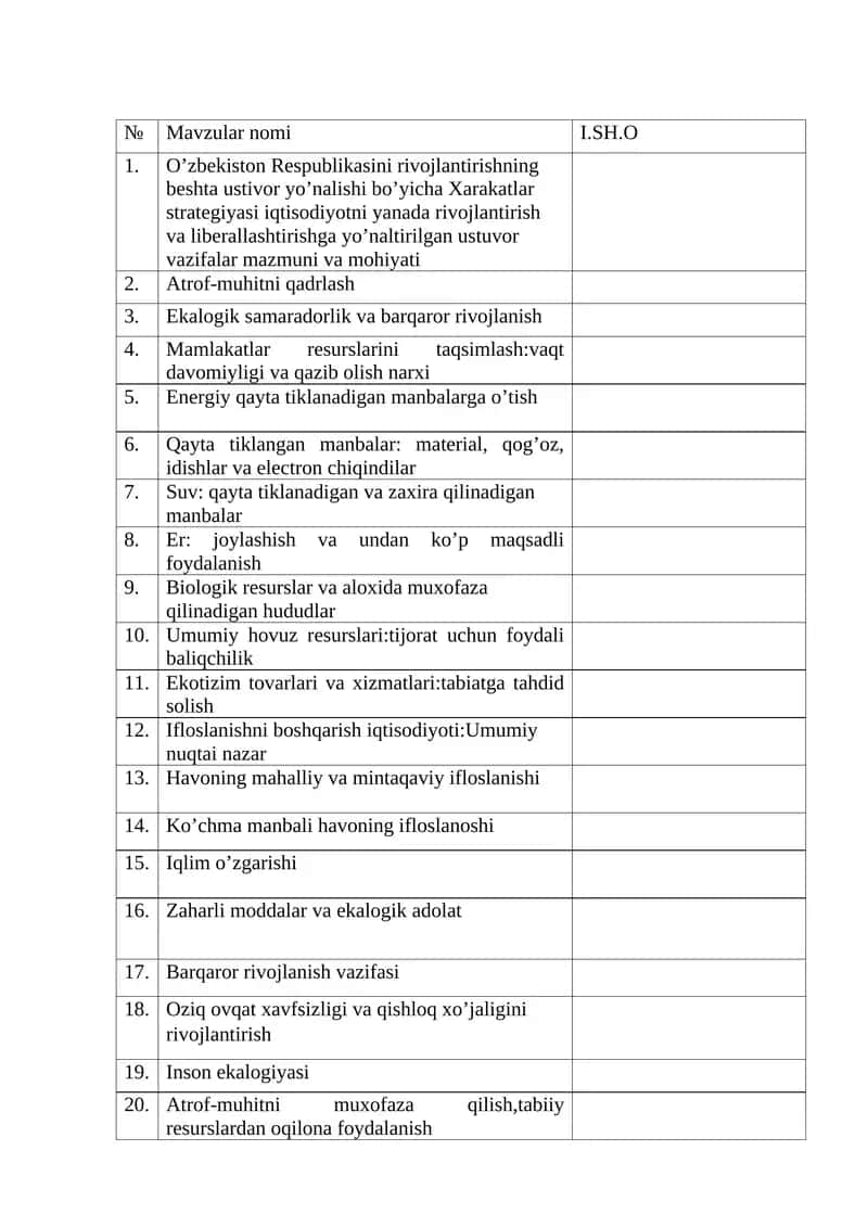 O’zbekiston Respublikasini rivojlantirishning beshta ustivor yo’nalishi bo’yicha Xarakatlar strategiyasi iqtisodiyotni yanada rivojlantirish va liberallashtirishga yo’naltirilgan ustuvor vazifalar mazmuni va mohiyati